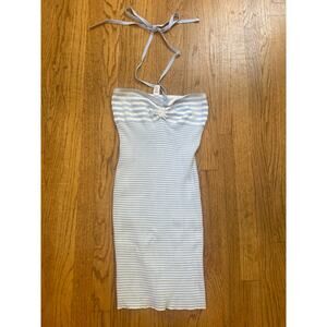 Full Tilt baby blue striped ribbed midi dress